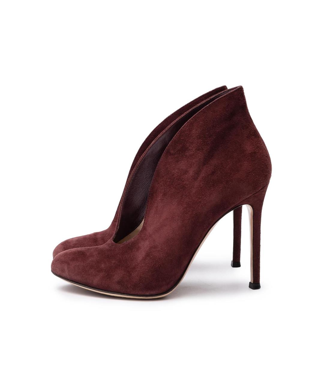 GIANVITO ROSSI Бордовые замшевые ботильоны, фото 5