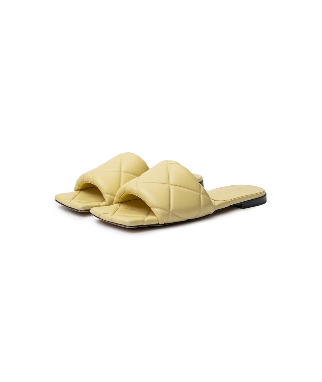 BOTTEGA VENETA Желтые кожаные шлепанцы, фото 3