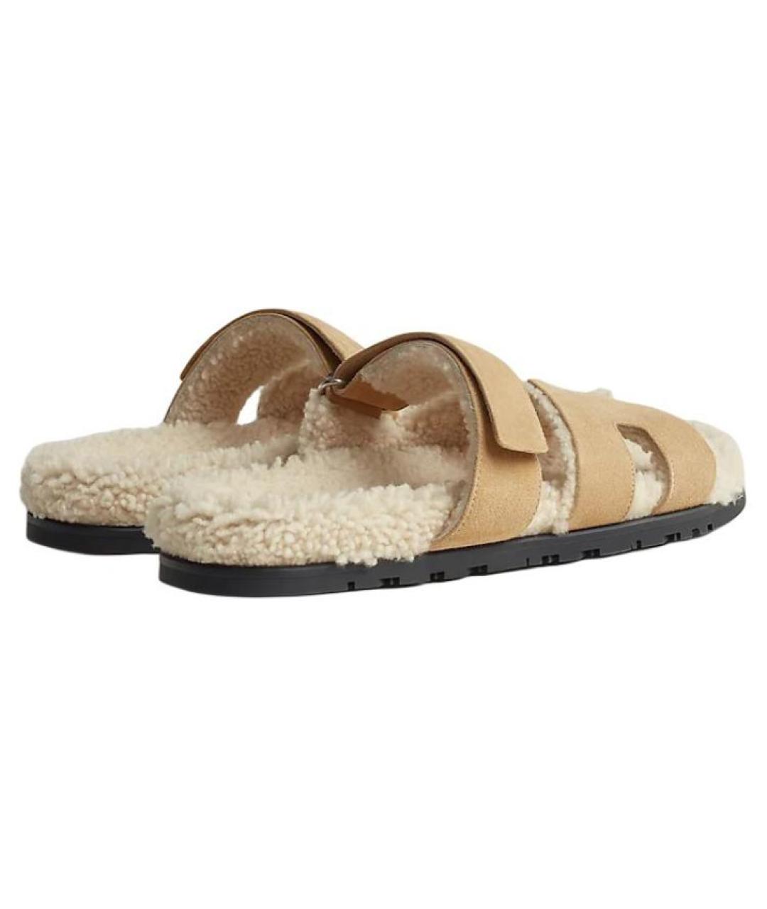 HERMES Коричневые кожаные сандалии, фото 3