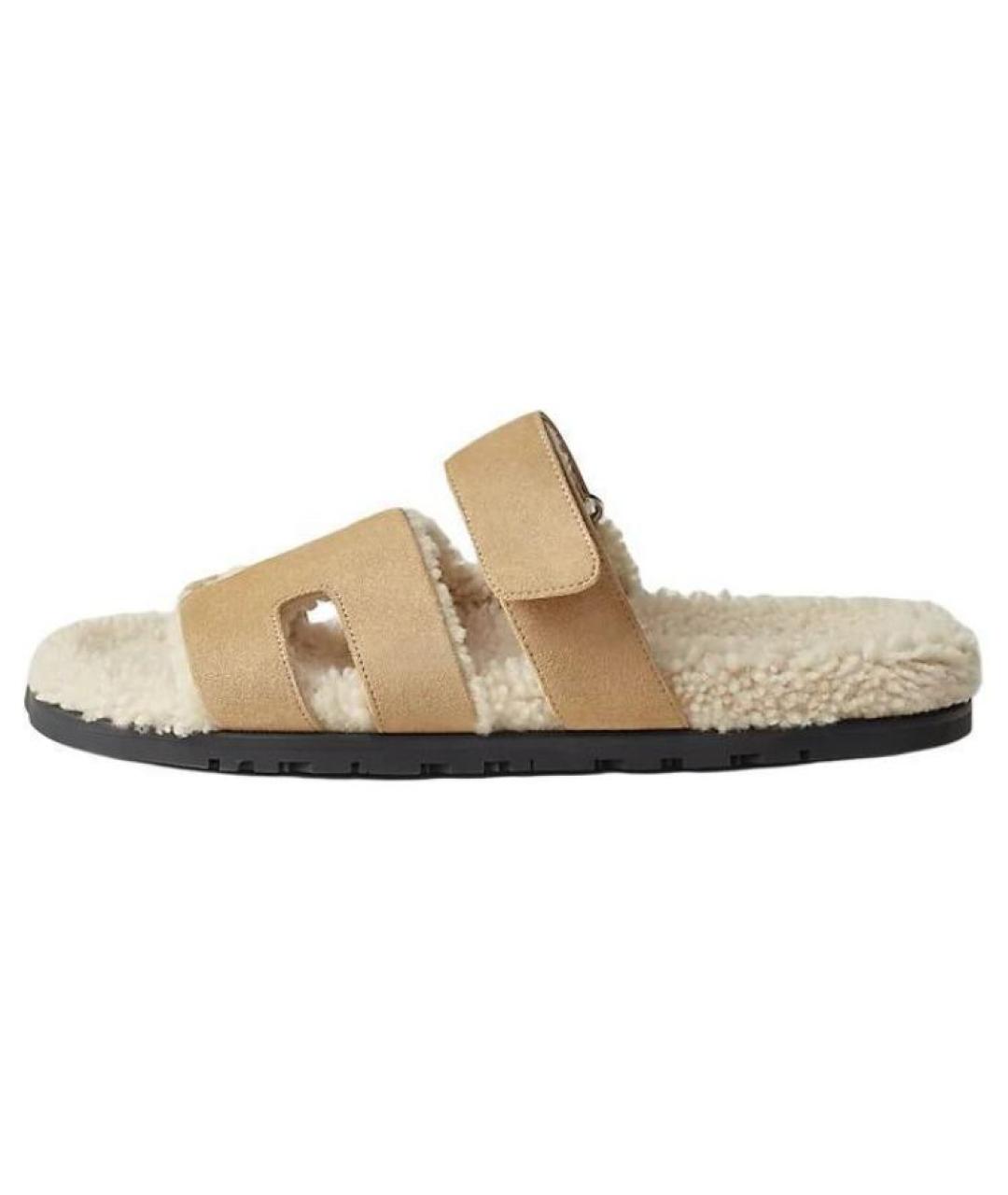 HERMES Коричневые кожаные сандалии, фото 2