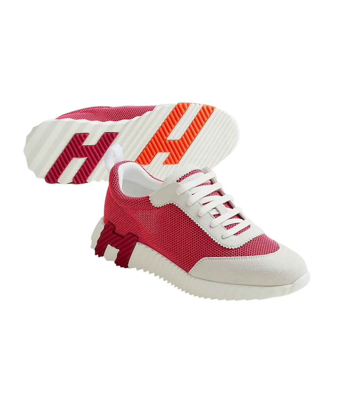 HERMES Розовые текстильные кроссовки, фото 4