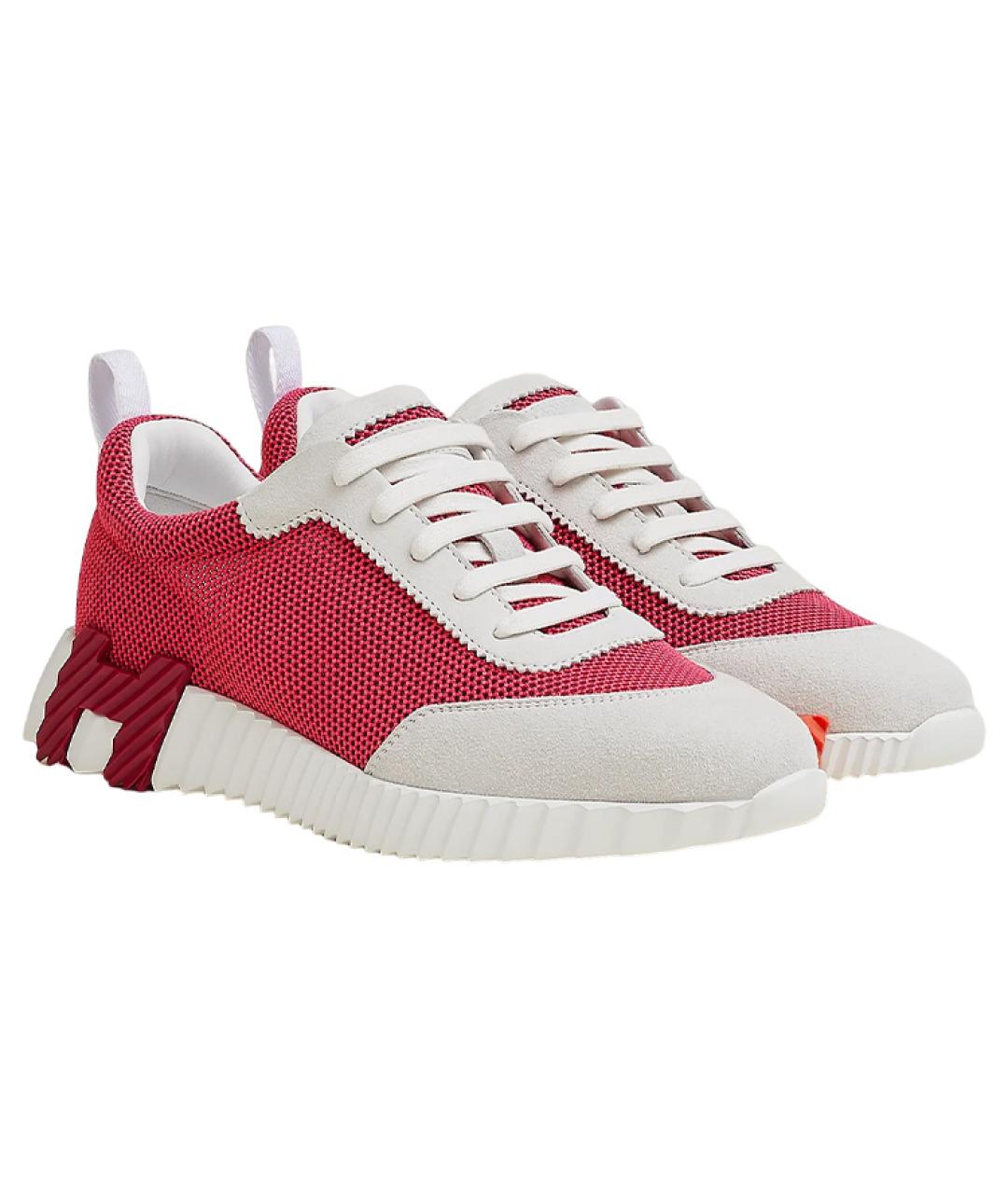 HERMES Розовые текстильные кроссовки, фото 2