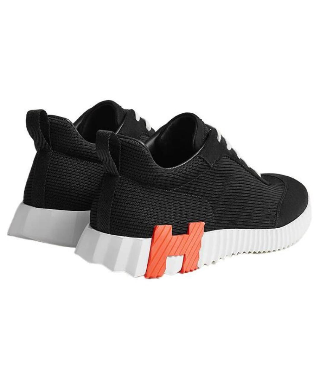 HERMES Черные текстильные низкие кроссовки / кеды, фото 2