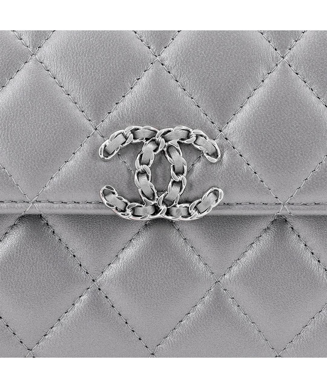 CHANEL Серая кожаная сумка через плечо, фото 5