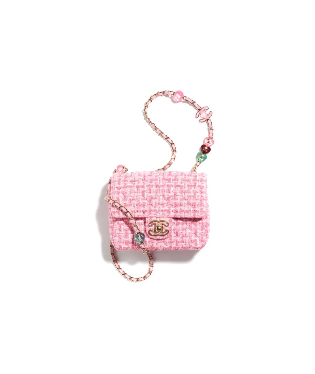 CHANEL Розовая твидовая сумка через плечо, фото 1