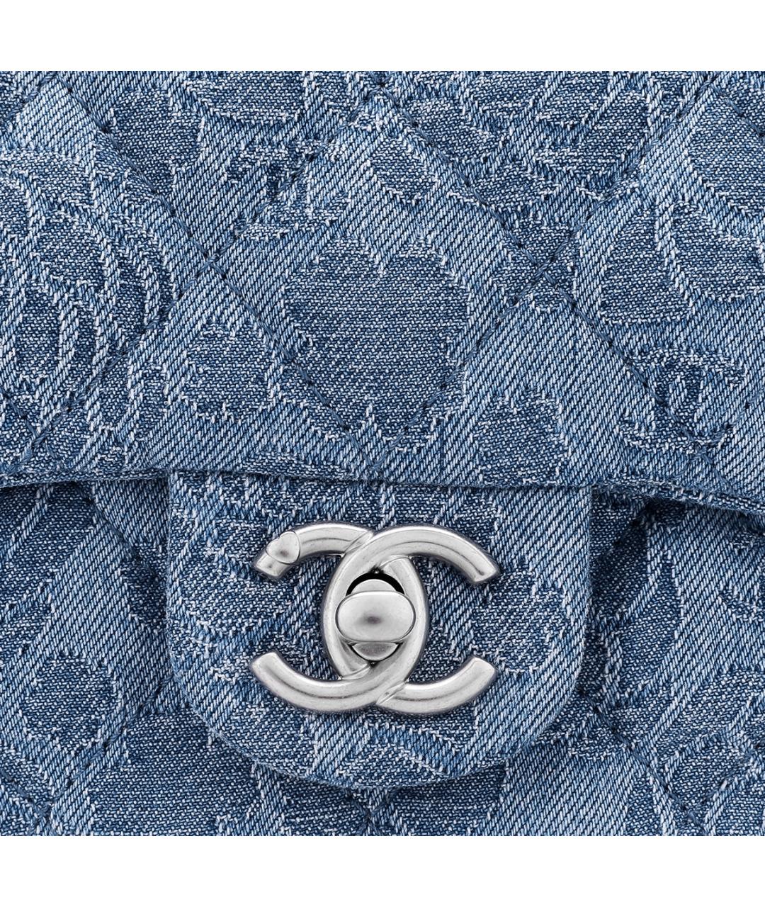 CHANEL Голубая деним сумка через плечо, фото 5