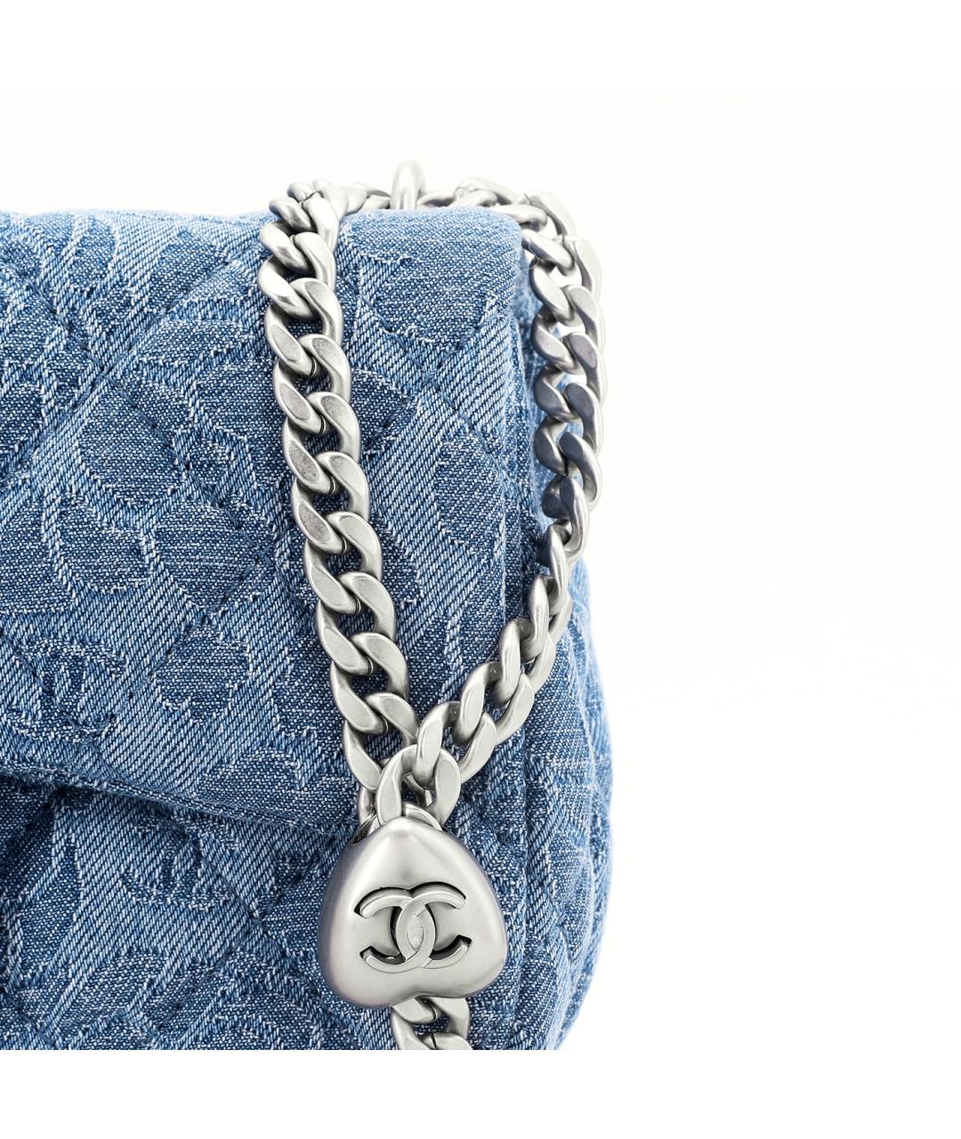 CHANEL Голубая деним сумка через плечо, фото 6