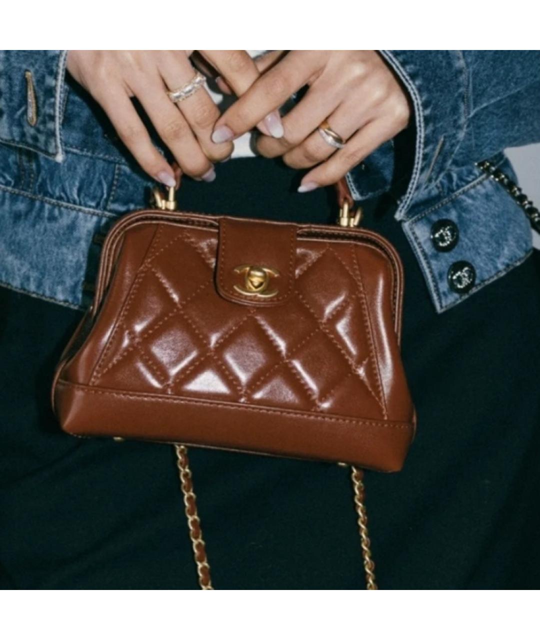 CHANEL Коричневая кожаная сумка через плечо, фото 3