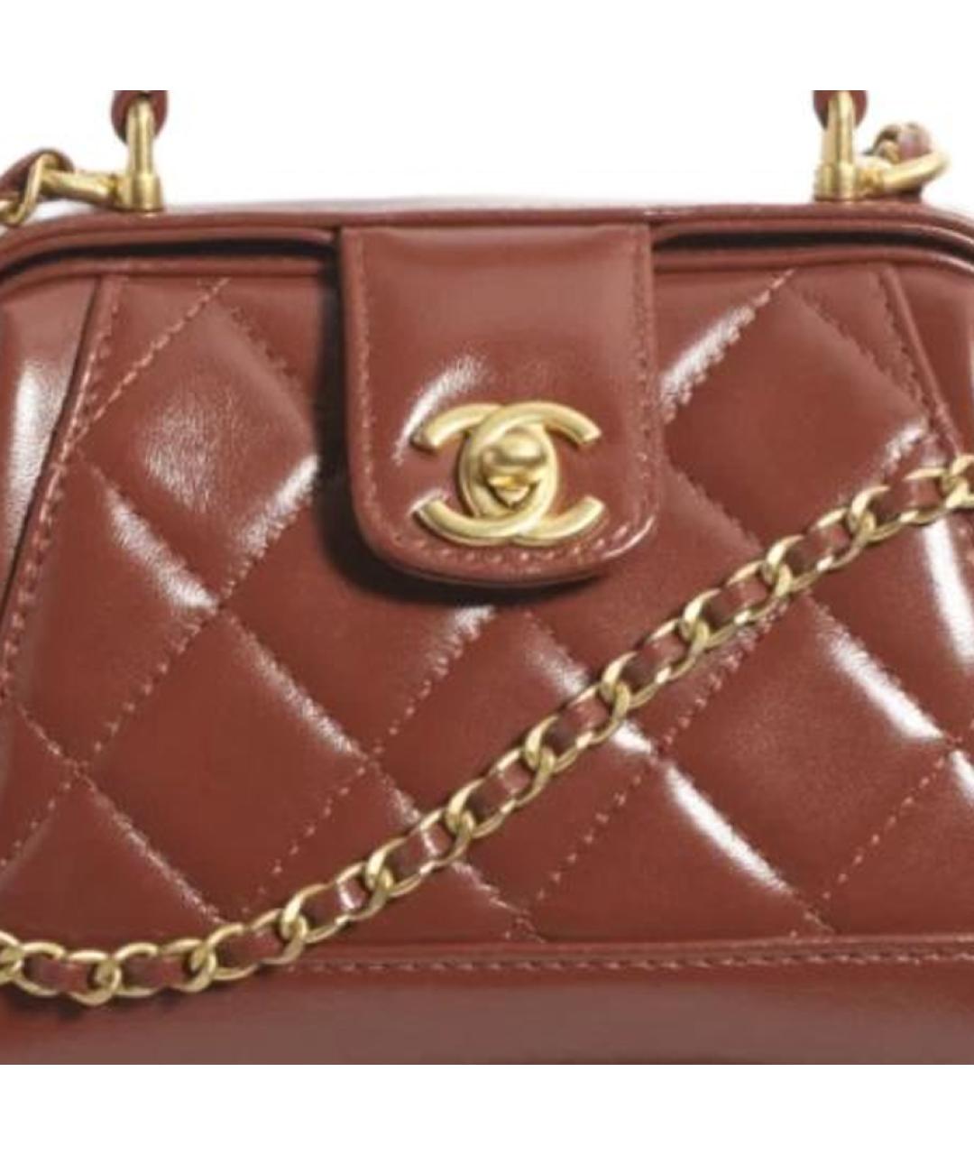 CHANEL Коричневая кожаная сумка через плечо, фото 2