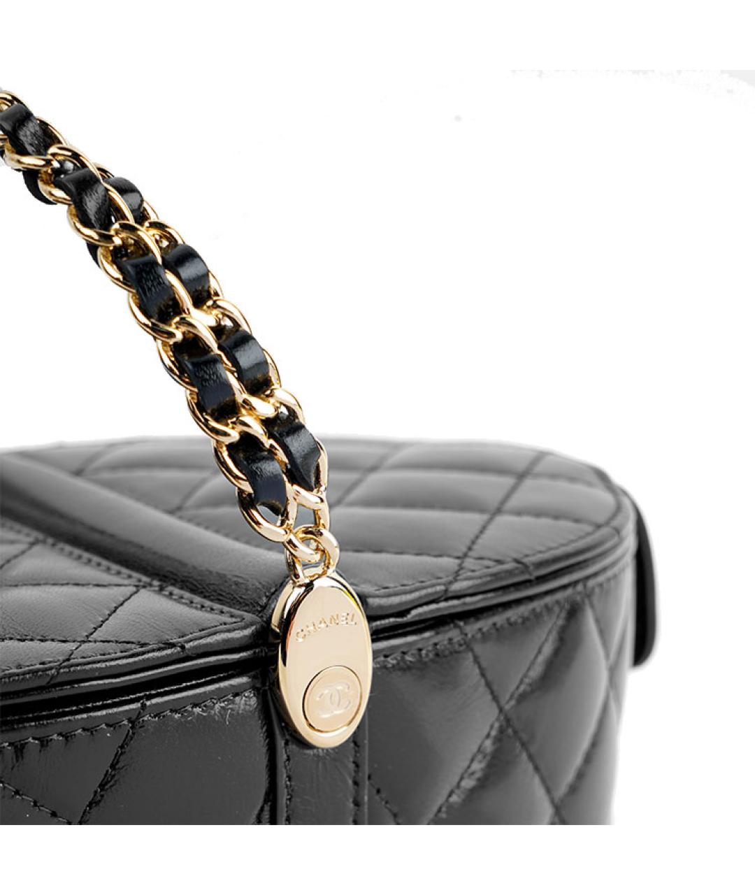CHANEL Черная кожаная сумка с короткими ручками, фото 5