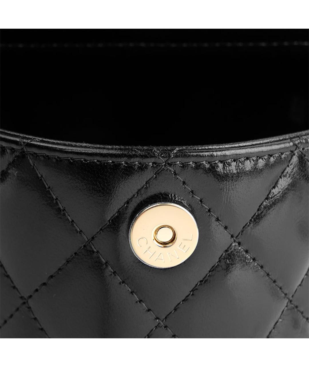 CHANEL Черная кожаная сумка с короткими ручками, фото 7