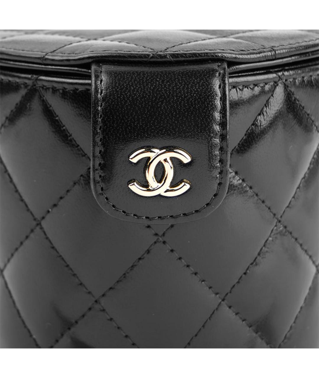 CHANEL Черная кожаная сумка с короткими ручками, фото 6