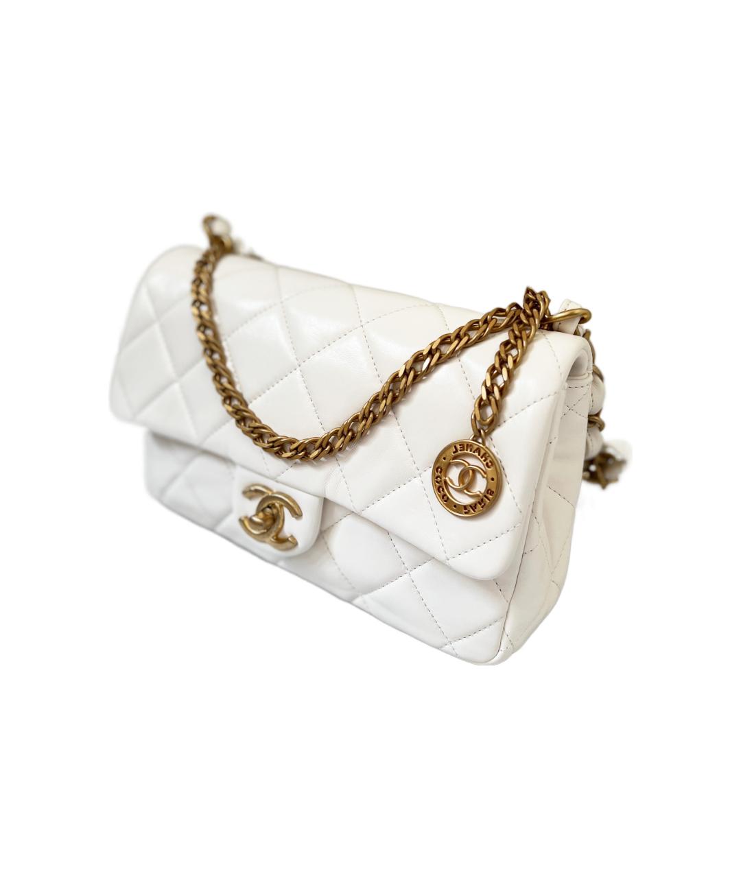 CHANEL Белая кожаная сумка через плечо, фото 2
