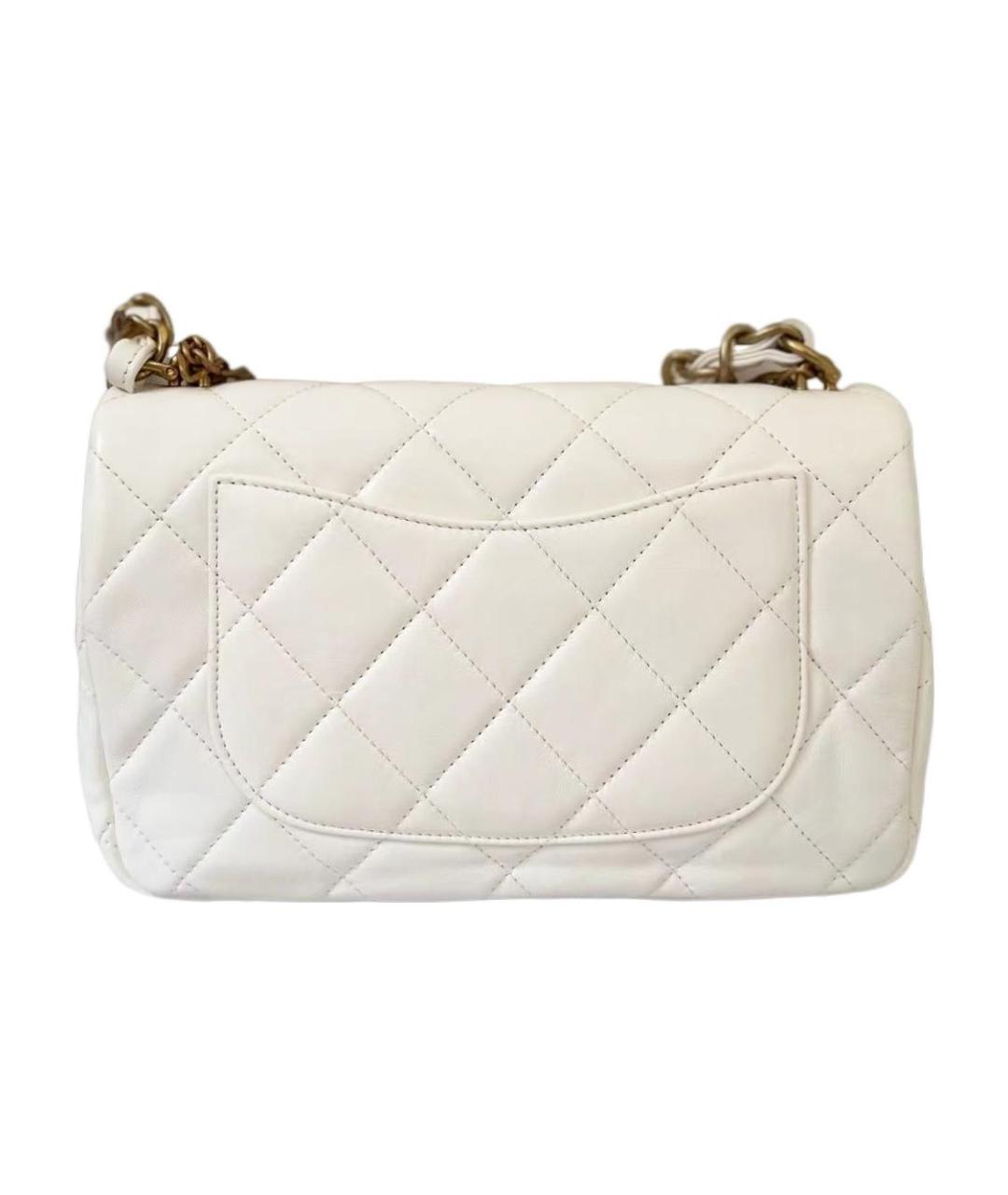 CHANEL Белая кожаная сумка через плечо, фото 3