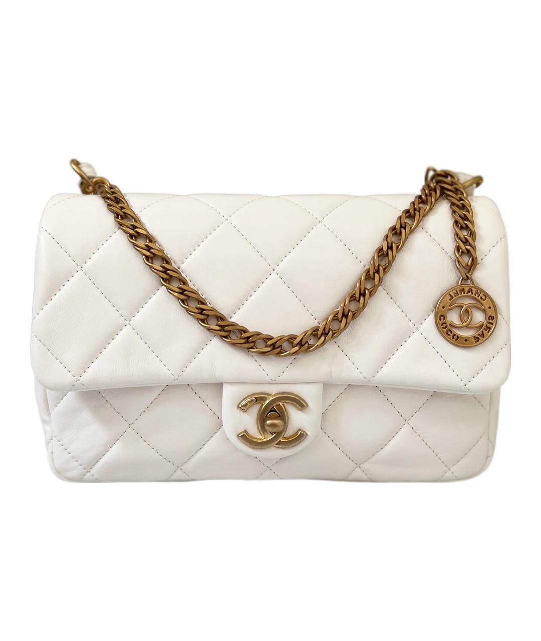 CHANEL Белая кожаная сумка через плечо, фото 1