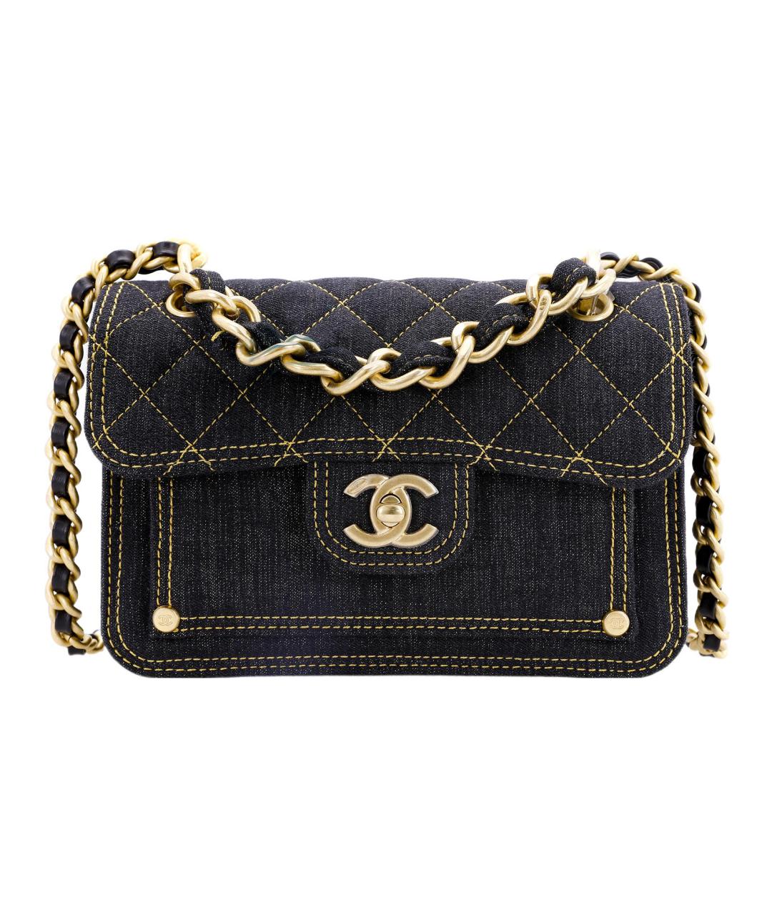 CHANEL Темно-синяя деним сумка через плечо, фото 2