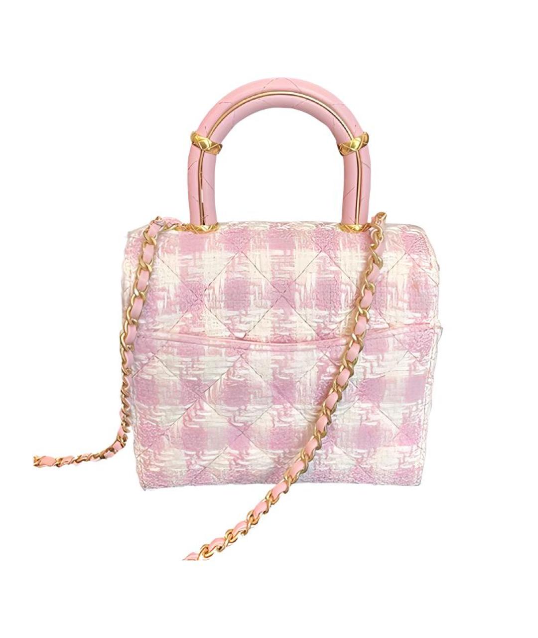 CHANEL Розовая твидовая сумка через плечо, фото 2