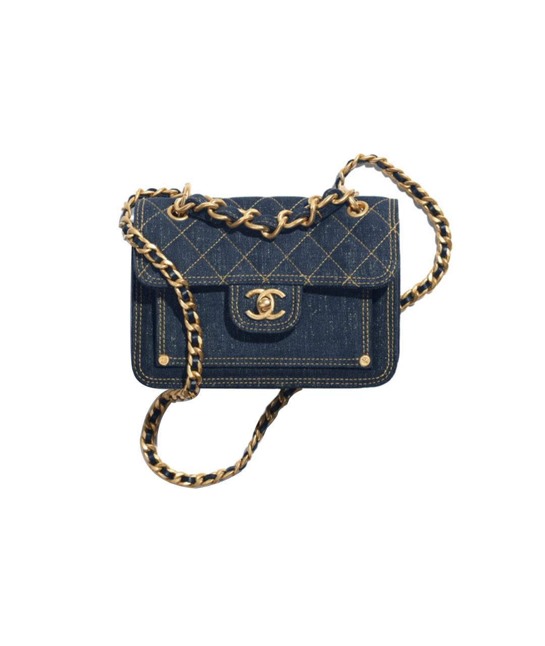 CHANEL Темно-синяя деним сумка через плечо, фото 6