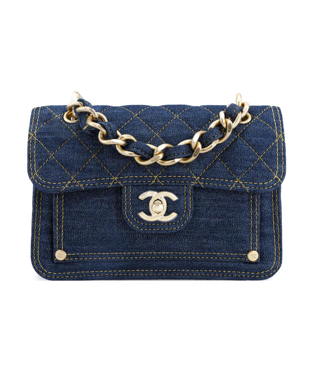 CHANEL Темно-синяя деним сумка через плечо, фото 1