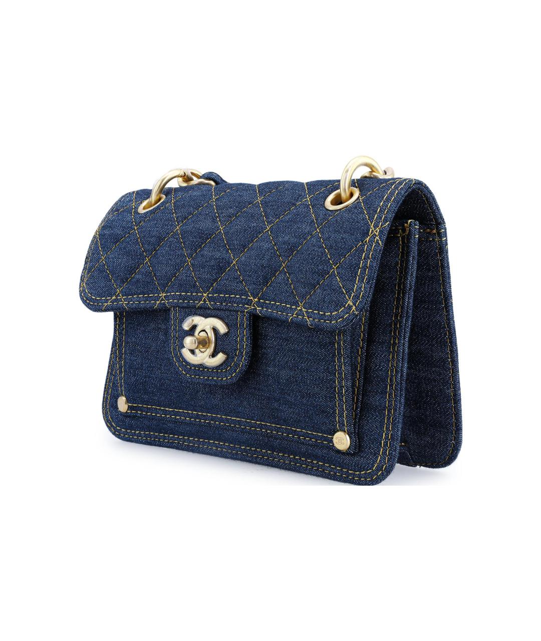 CHANEL Темно-синяя деним сумка через плечо, фото 2