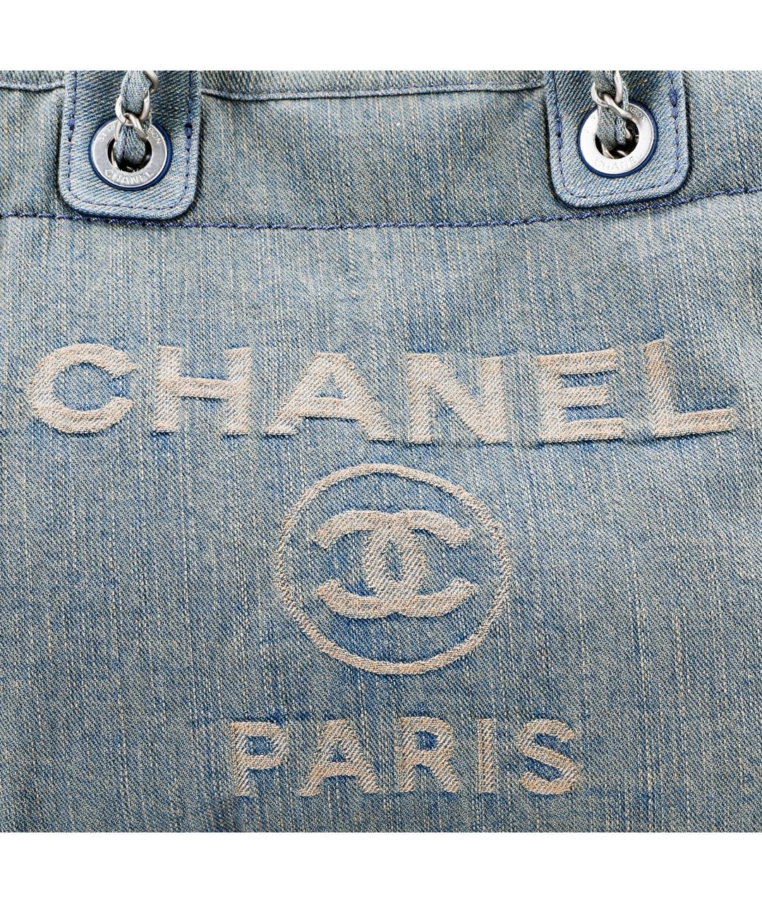 CHANEL Голубая деним сумка тоут, фото 6