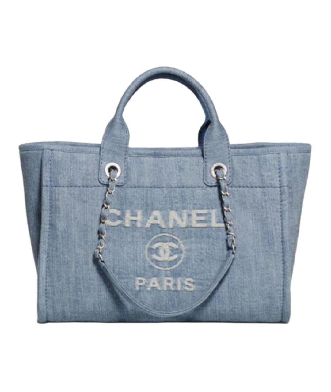 CHANEL Голубая деним сумка тоут, фото 1