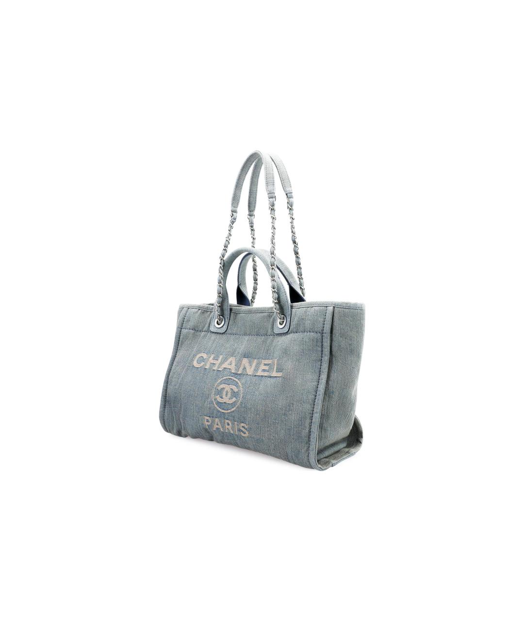 CHANEL Голубая деним сумка тоут, фото 2