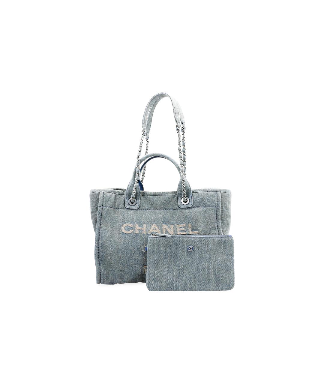 CHANEL Голубая деним сумка тоут, фото 5