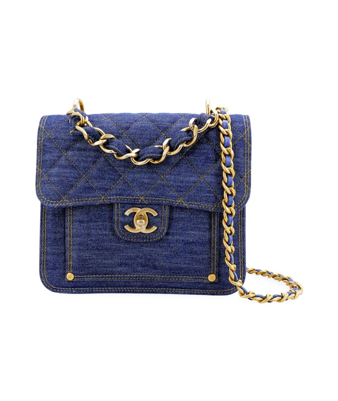 CHANEL Синяя деним сумка через плечо, фото 1