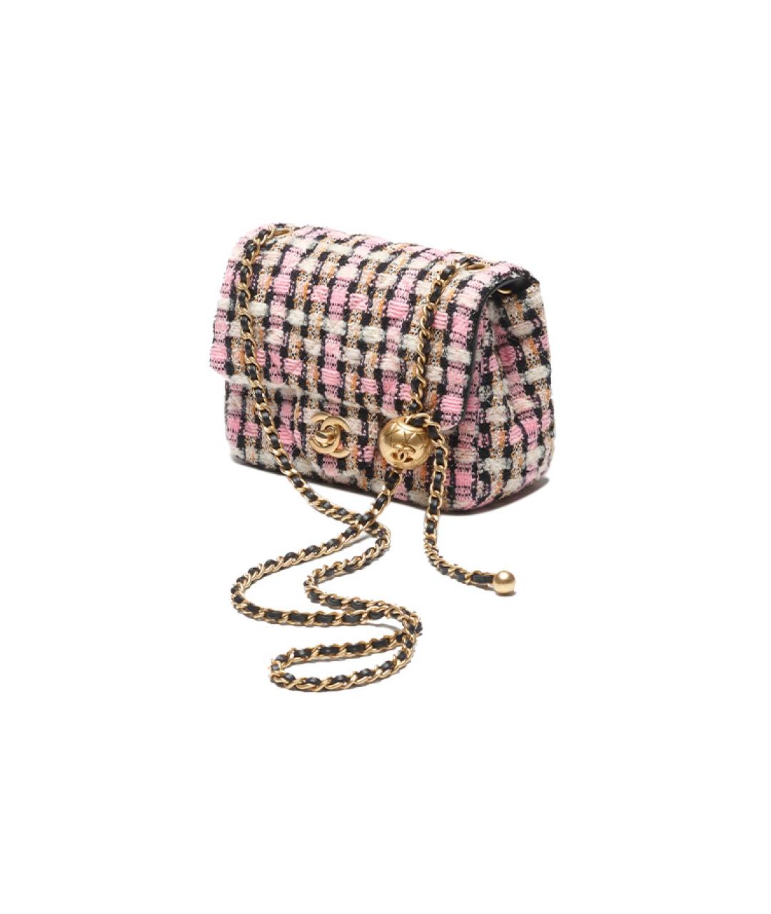 CHANEL Розовая твидовая сумка через плечо, фото 2