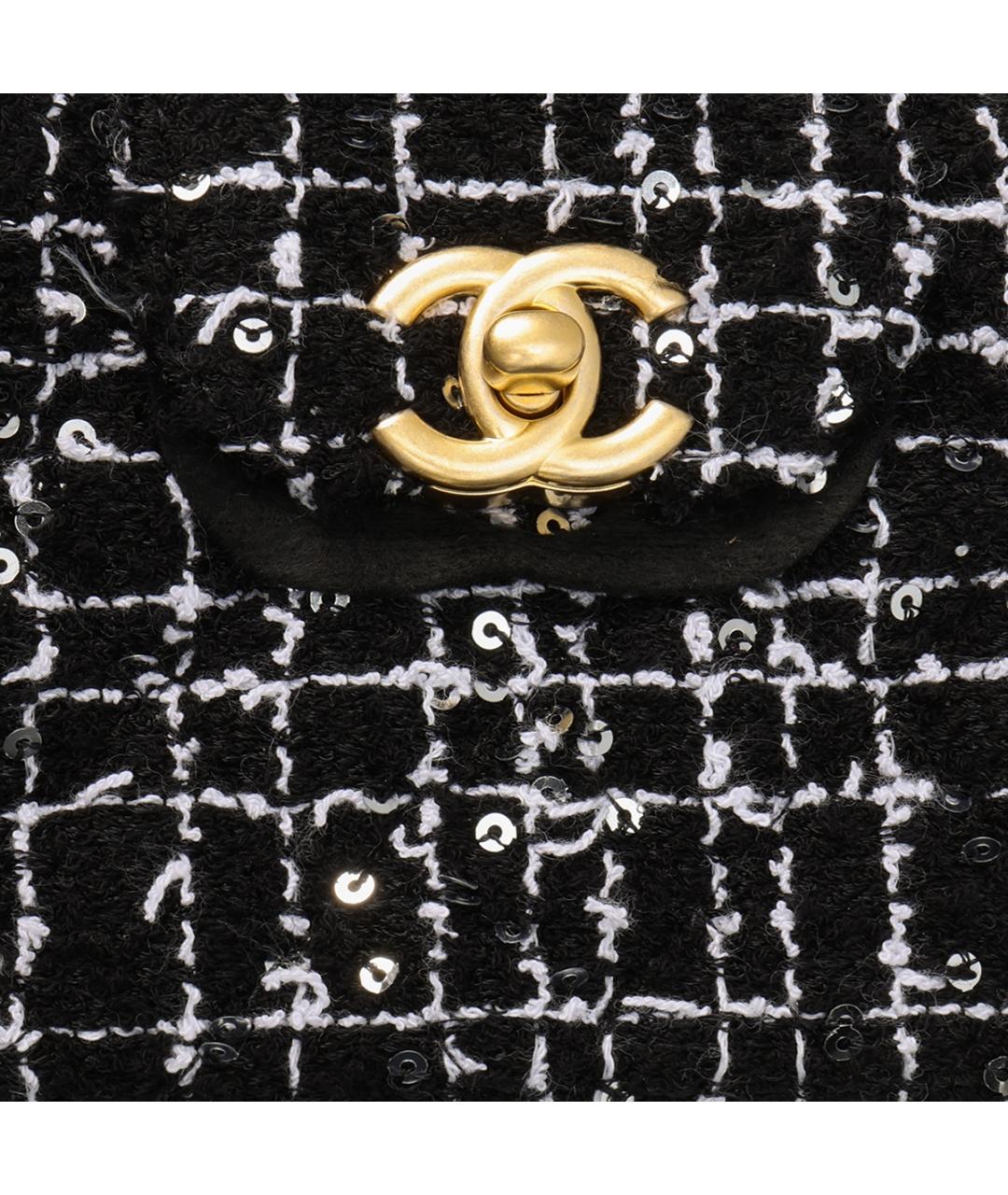CHANEL Черная твидовая сумка через плечо, фото 5