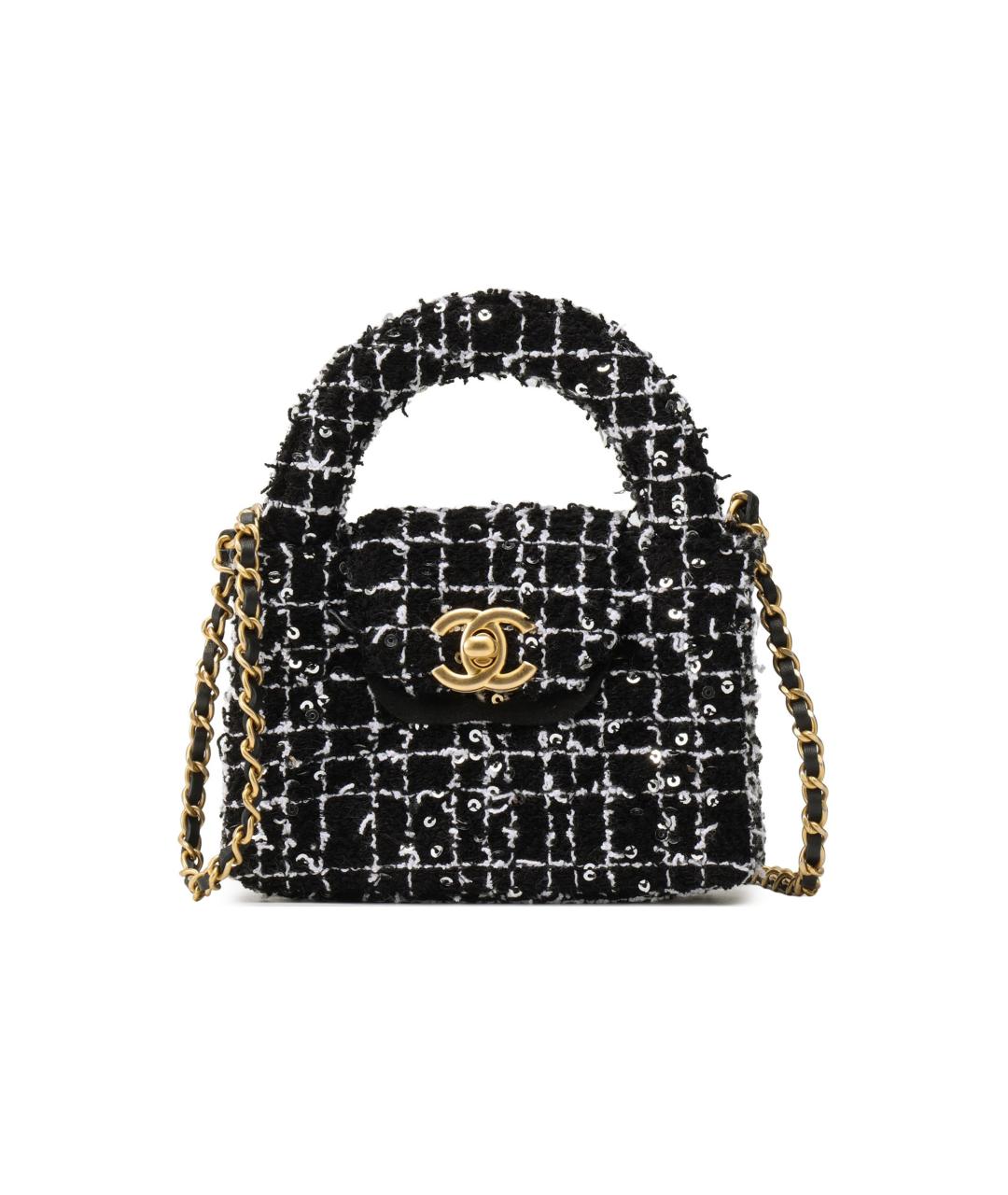 CHANEL Черная твидовая сумка через плечо, фото 1