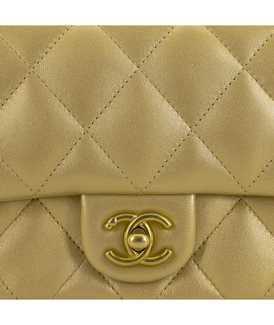 CHANEL Горчичная кожаная сумка через плечо, фото 5