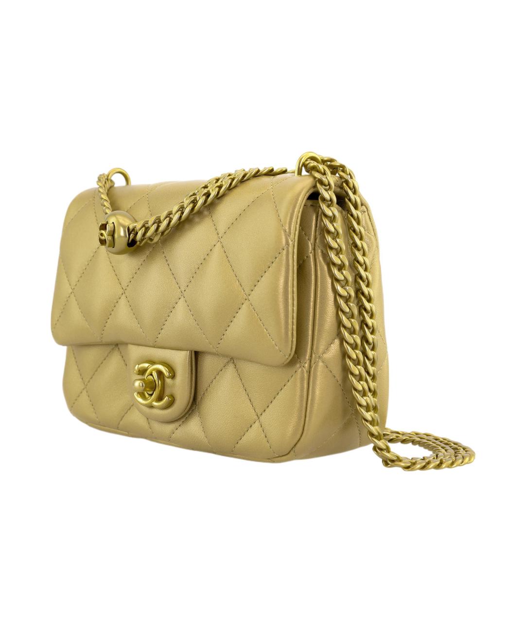CHANEL Горчичная кожаная сумка через плечо, фото 2