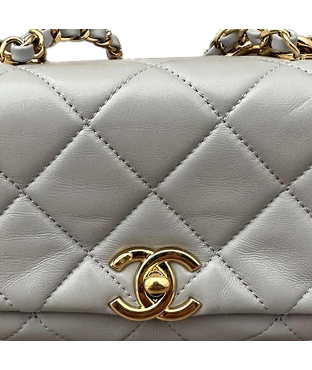 CHANEL Серая кожаная сумка через плечо, фото 2