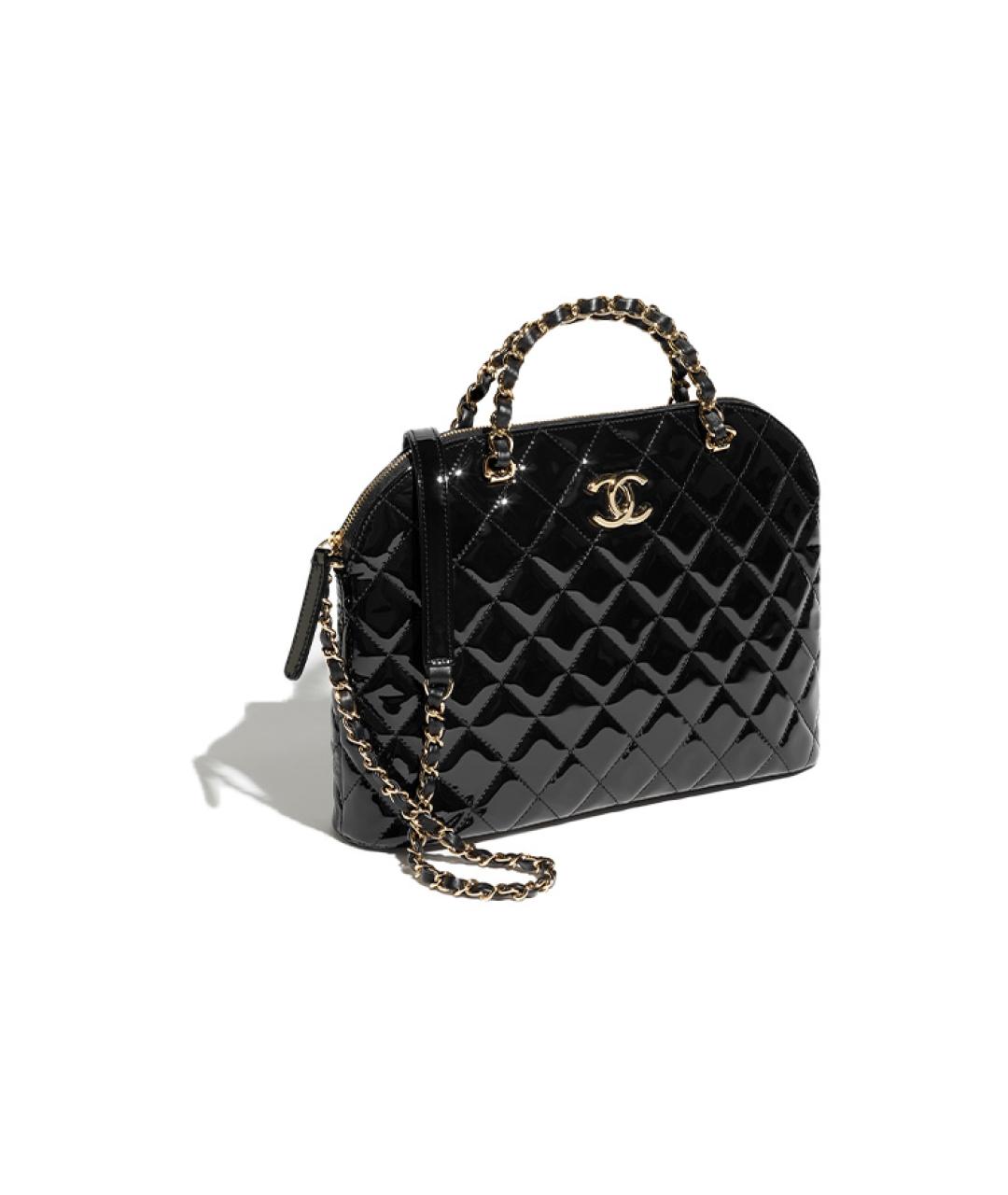 CHANEL Черная сумка через плечо из лакированной кожи, фото 2