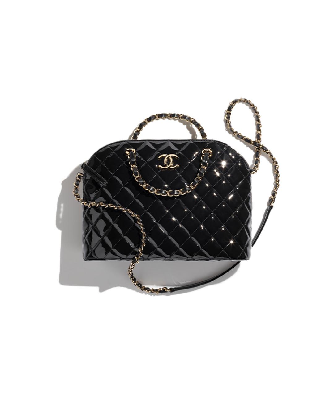 CHANEL Черная сумка через плечо из лакированной кожи, фото 1