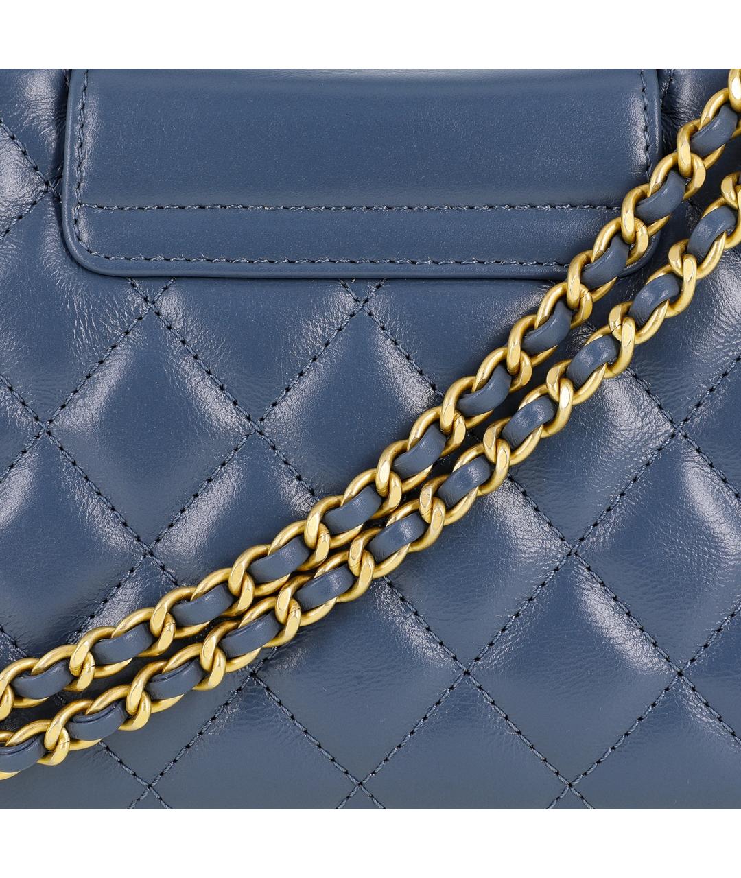 CHANEL Синяя кожаная сумка через плечо, фото 5