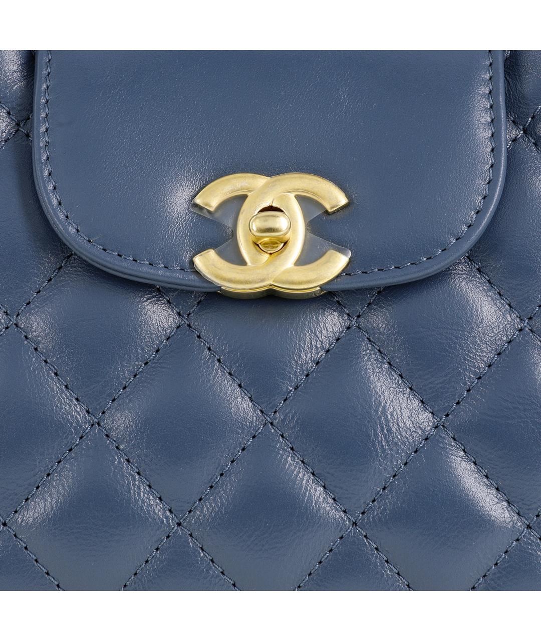 CHANEL Синяя кожаная сумка через плечо, фото 4