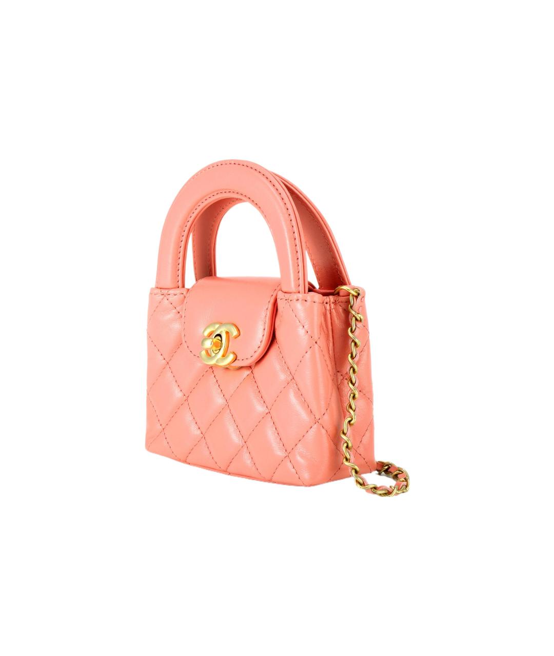 CHANEL Коралловая кожаная сумка через плечо, фото 2