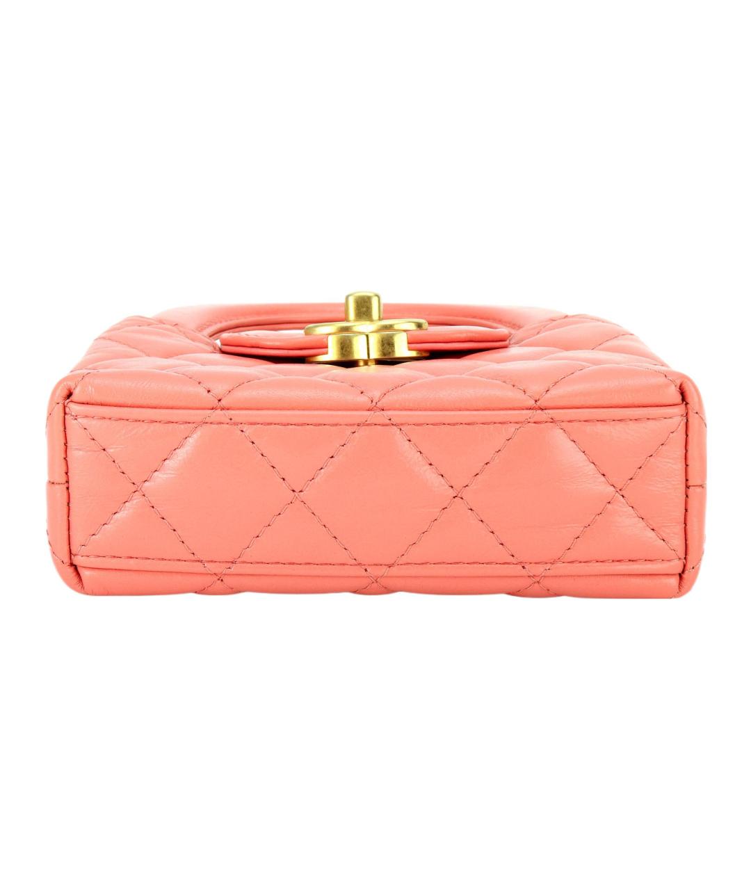 CHANEL Коралловая кожаная сумка через плечо, фото 4