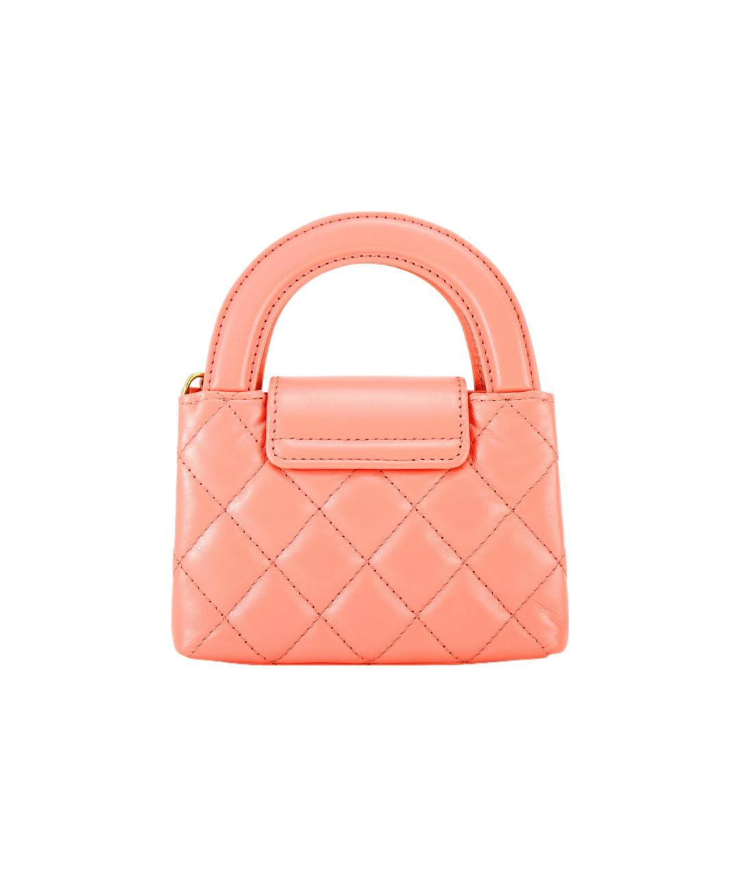 CHANEL Коралловая кожаная сумка через плечо, фото 3