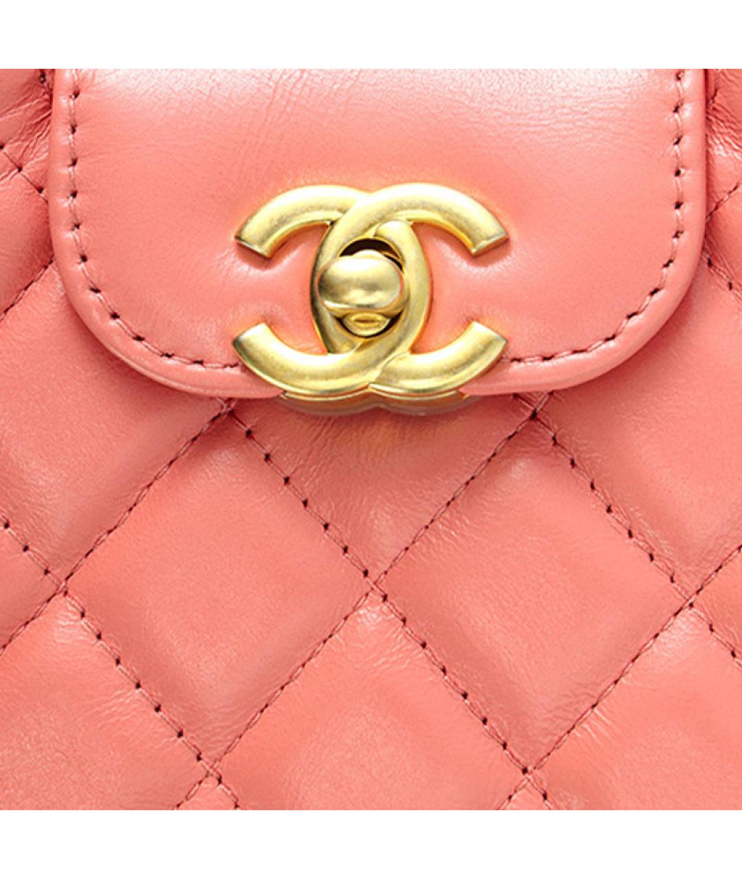 CHANEL Коралловая кожаная сумка через плечо, фото 5