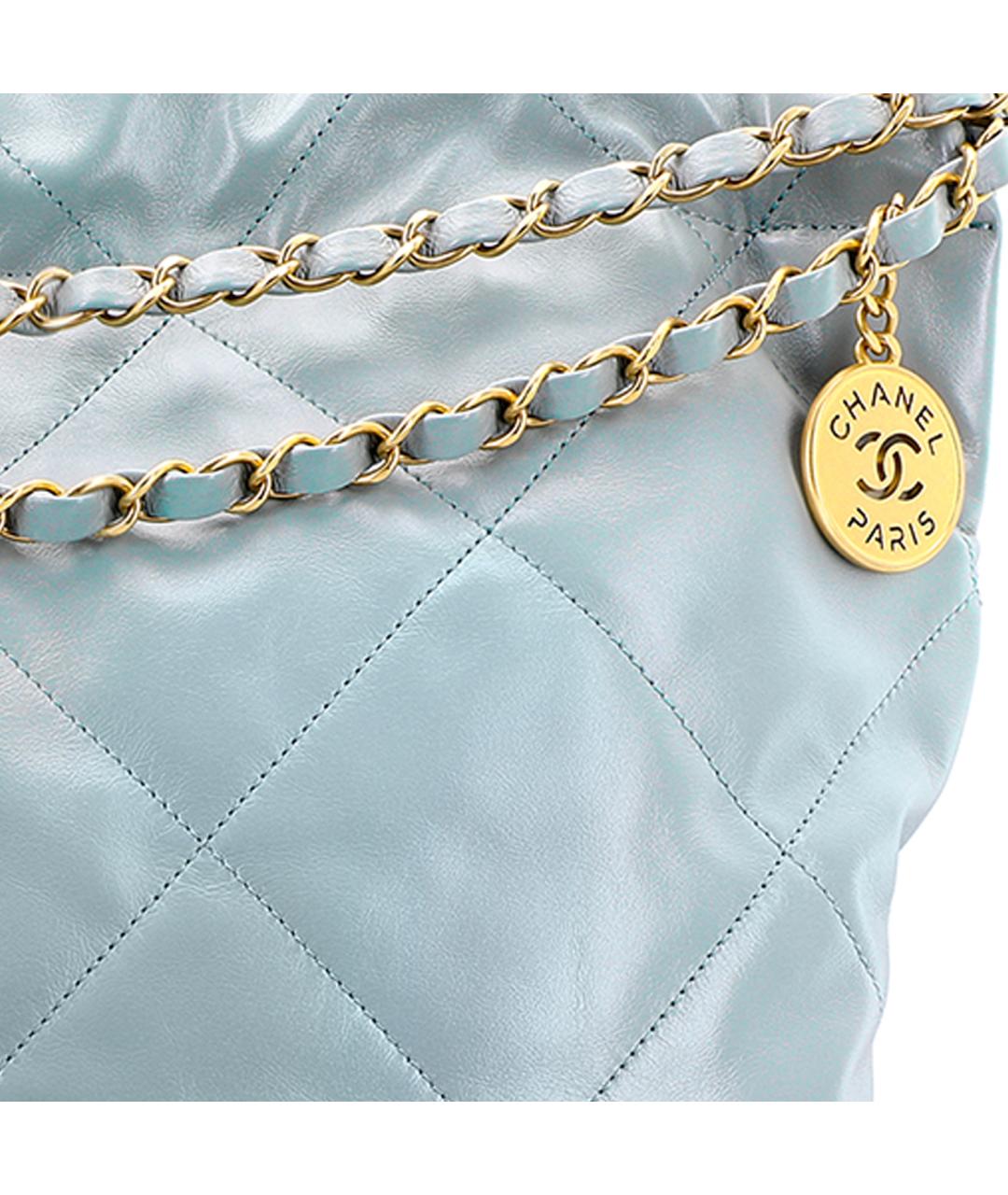 CHANEL Голубая кожаная сумка через плечо, фото 4
