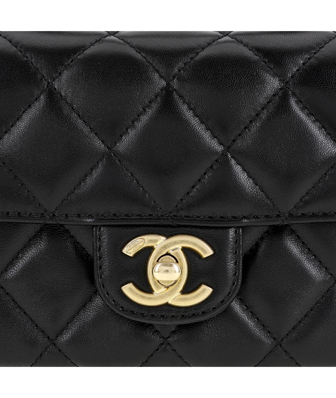 CHANEL Черная кожаная сумка через плечо, фото 5