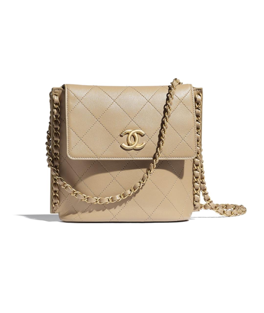 CHANEL Бежевая кожаная сумка через плечо, фото 1
