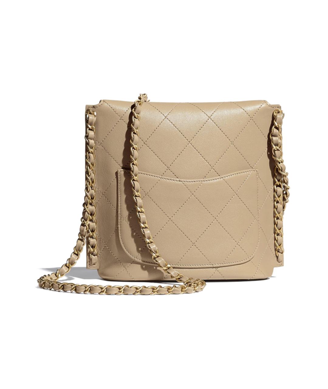 CHANEL Бежевая кожаная сумка через плечо, фото 2