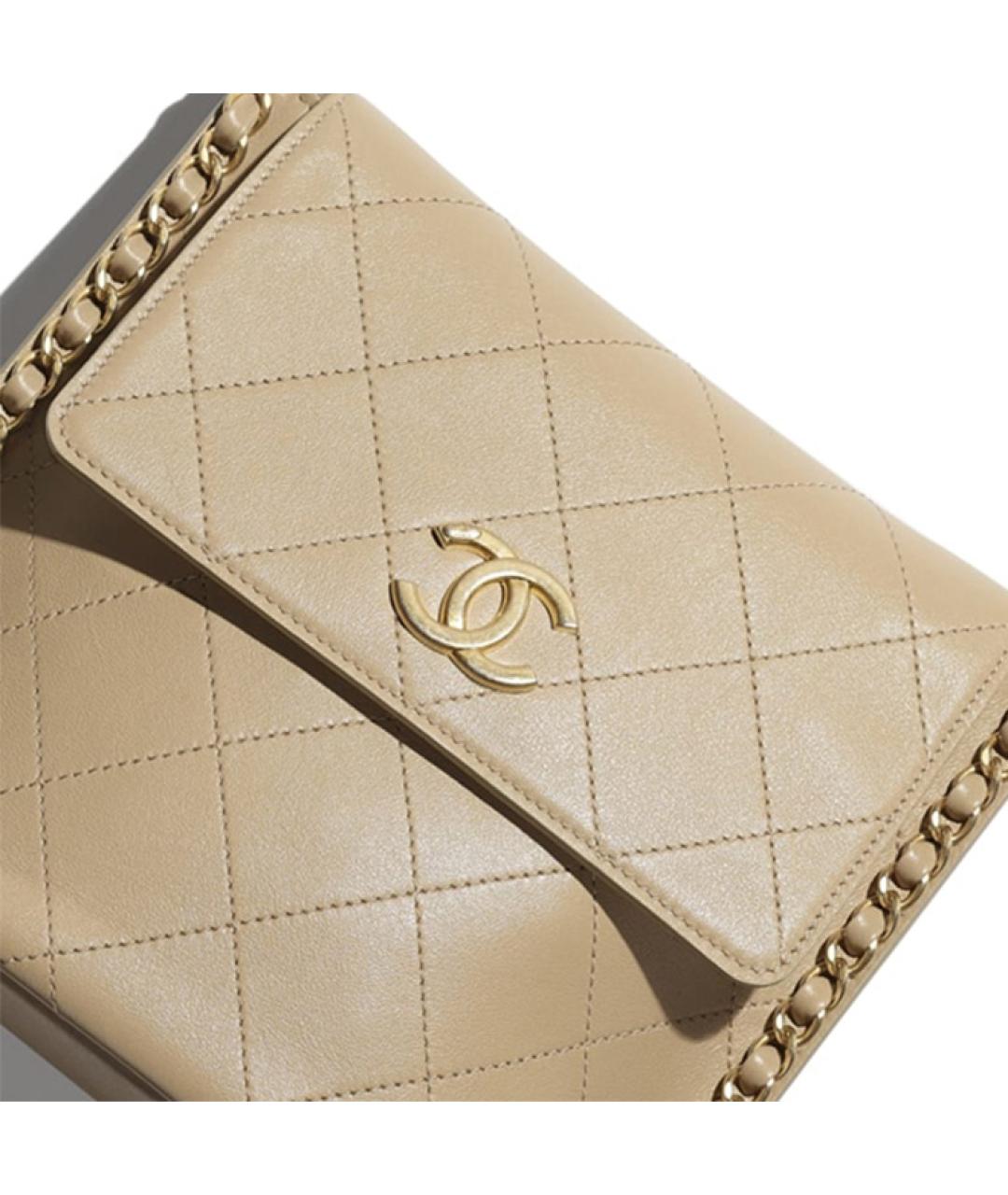 CHANEL Бежевая кожаная сумка через плечо, фото 4