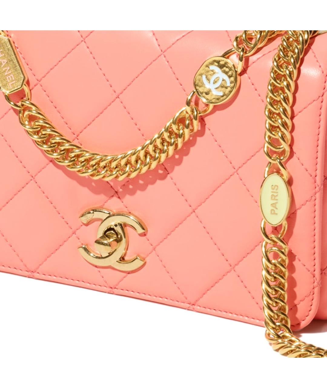 CHANEL Коралловая кожаная сумка через плечо, фото 3