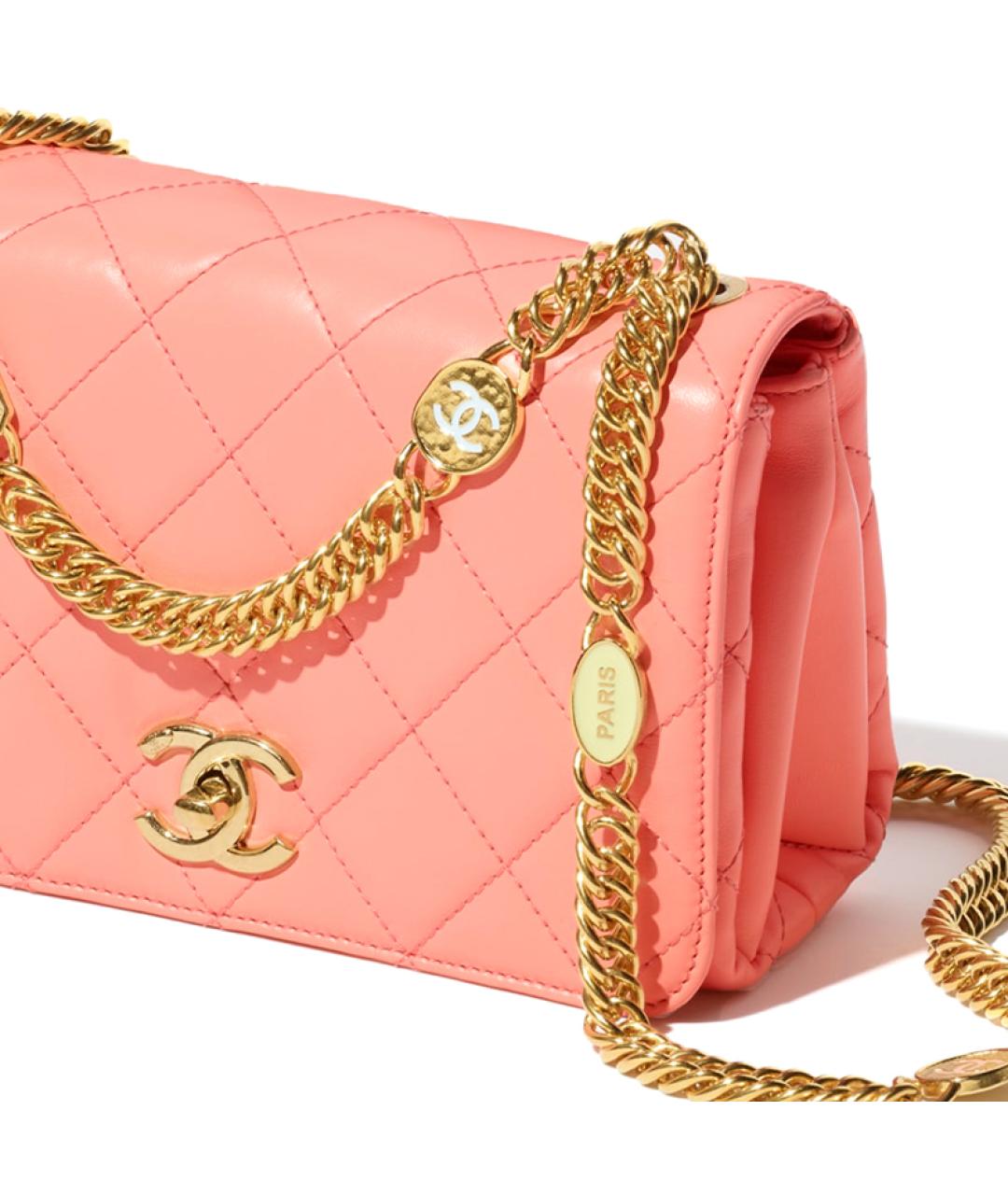 CHANEL Коралловая кожаная сумка через плечо, фото 5